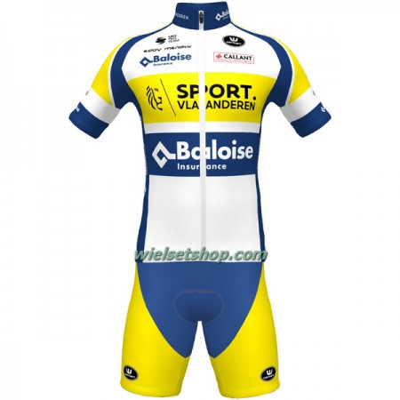 Fietskleding (Fietsshirt + Korte Koersbroek) 2022 Sport Vlaanderen-Baloise - Geel Blauw Wit
